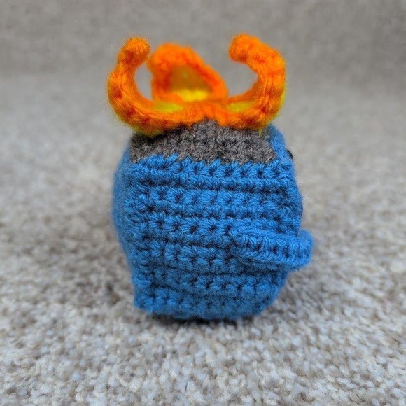 Blue Emotional Support Dumpster Fire Crochet Plush Toy Funny Gift Desk Decor - Picture 3 of 10